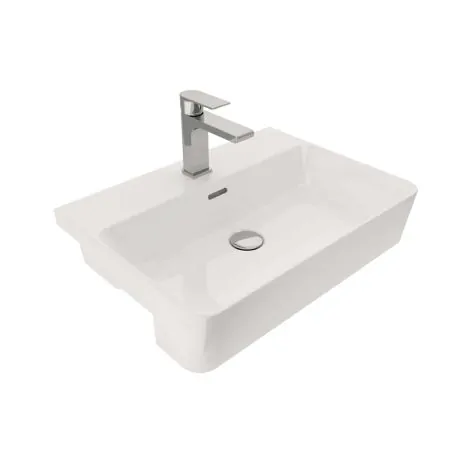 Saneux SIENNA 56x41cm square semi-recessed washbasin 1TH