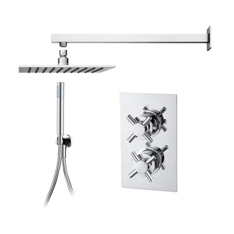 Abacus Emotion Thermo Cross - Square Overhead & Slim Hand Shower