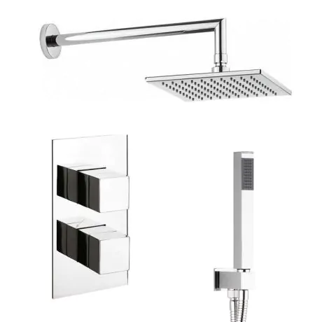 Crosswater Water Square Shower Head & Twin Shower Valve with Diverter – 200mm