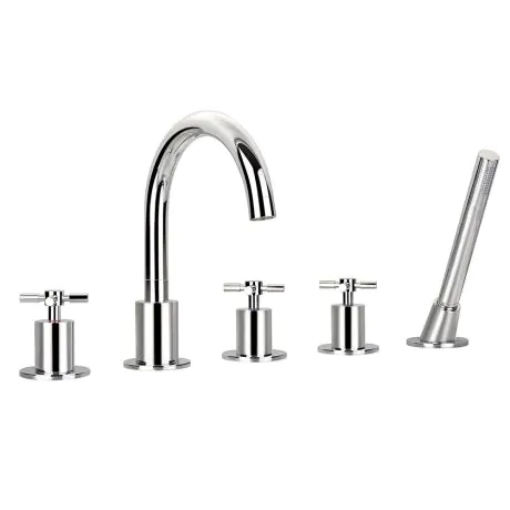 Flova XL 5-hole deck mounted bath and shower mixer with shower set