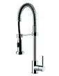 Gessi Oxygen Hi-Tech side lever semi-professional monobloc mixer with swivel spring spout and detachable directional twin jet spray