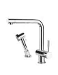 Gessi Oxygen side lever monobloc mixer with swivel L-spout and separate pull-out handspray