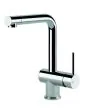 Gessi Oxygen side lever monobloc mixer with 360° swivel L-spout and 90° aerator rotation