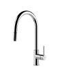 Gessi Oxygen side lever monobloc mixer with swivel C-spout and pull-out spray
