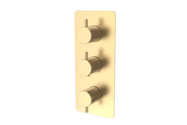 Saneux COS 3-way thermostatic shower valve kit – Brushed Brass