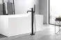 Just Taps VOS Floor Standing Bath Shower Mixer Tap with Shower Kit-Matt Black