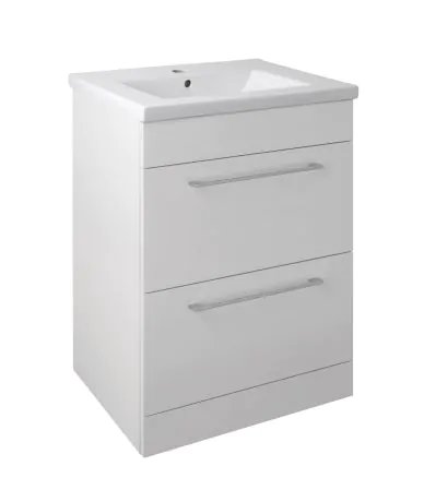 Just Taps Pace 600 Floor Mounted Unit with Drawers and Basin – White