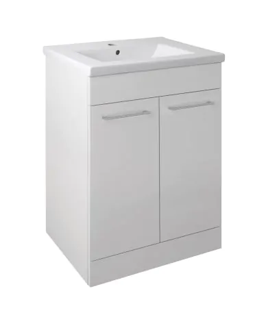 Just Taps Pace 600 Floor Mounted Unit with Doors and Basin – White