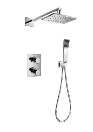 Flova Thermostatic 2-outlet shower valve with fixed head and handshower kit