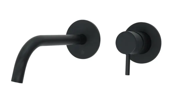 Just Taps Vos Wall Mounted Single Lever Basin Mixer Tap with Slim Spout 150mm-Matt Black
