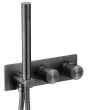 Just Taps Thermostatic concealed 2 outlet shower valve with attached handset Brushed Black