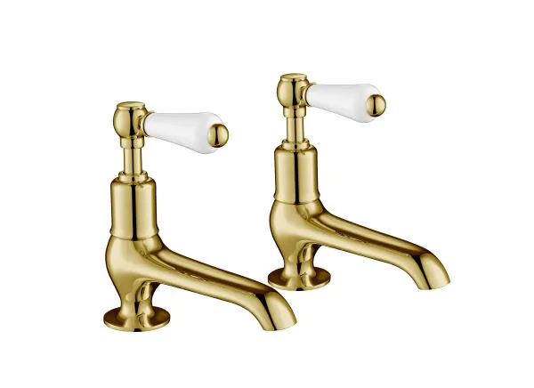 Just Taps Grosvenor Lever Antique Brass Edition Lever Long Nose Basin Taps