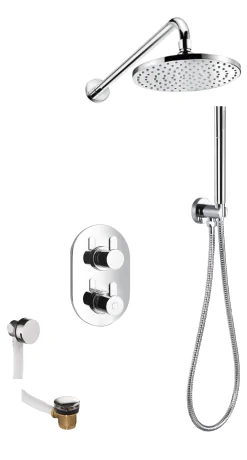 Flova Smart thermostatic 3-outlet shower valve with fixed head, handshower kit and bath overflow filler
