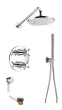 Flova XL thermostatic 3-outlet shower valve with fixed head, handshower kit and bath overflow filler