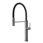 Gessi Flessa Semi-pro rotating sink mixer with extractable single jet handshower - Brushed Warm Steel