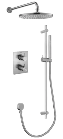 Flova Levo thermostatic 2-outlet shower valve with fixed head and sliderail kit