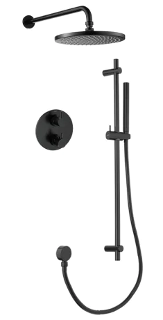 Flova Levo thermostatic 2-outlet shower valve with fixed head and sliderail kit 