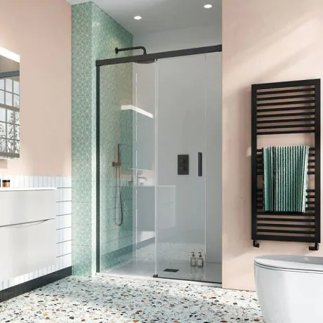 Crosswater Shower Enclosures Design 8 Matt Black Single Sliding Door with Soft Close 1500mm