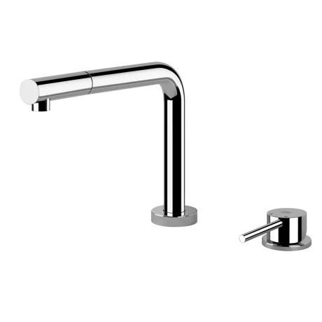 Gessi Logic 2 hole sink mixer with retractable spout with pull-out spray and separate control lever