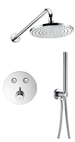 Flova Levo GoClick® thermostatic 2-outlet shower valve with fixed head and handshower kit 