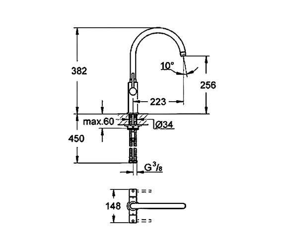 Grohe Ambi Cosmopolitan Kitchen Sink Mixer Tap With 2 Handle
