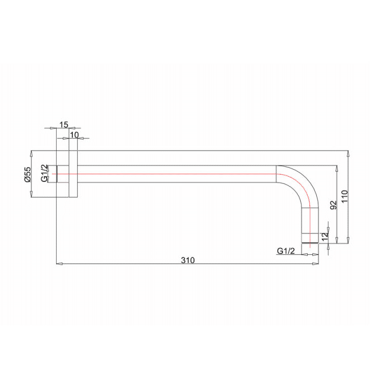 Crosswater MPRO Brushed Stainless Steel 330mm Shower Arm